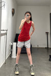 BORIS BIDJAN SABERI 交叉设计纯棉背心 WTANK1 F0401T